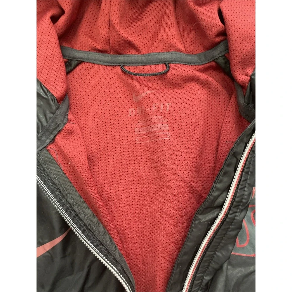 Nike Dri Fit Windbreaker Hoodie WSU Cougars Charcoal/Crimson Sz M-See Measurment